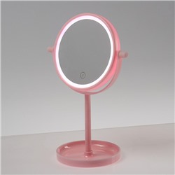 Зеркало Luazon KZ-04, подсветка, настольное, 19.5 × 13 × 29.5 см, 4хААА, сенсорная кнопка