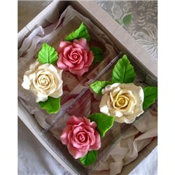Шоколадный набор для торта Розы 2 штуки (белая и розовая)