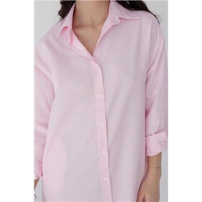 12320 Платье-рубашка розовое в полоску (остаток: 46-48)