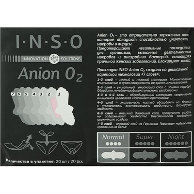 Прокладки «INSO» Anion O2, normal, 20 шт.