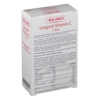 GEHE (ГЕХЕ) BALANCE Langzeit Vitamin C + Zink Depot Retardkapseln 60 шт