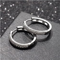 Серьги-кольца «Всплеск» чёткая двойная линия, d=2,4 см, цвет белый в серебре
