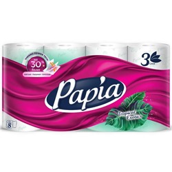 Туалетная бумага Papia (Папия) Тропическая экзотика, 3-слойная, 8 рулонов