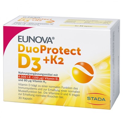 EUNOVA (ЕУНОВА) DuoProtect D3+K2 4000 I.E./100 µg Kapseln 30 шт