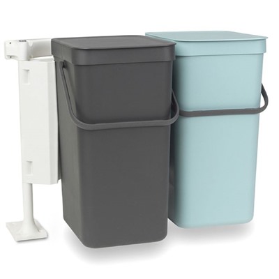 Набор мусорных вёдер Brabantia Sort&Go, встраиваемые, цвет мятный, серый, 12 л, 2 шт