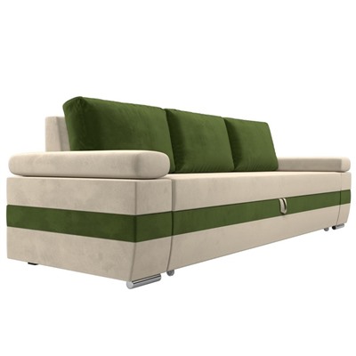Прямой диван «Канкун», механизм дельфин, микровельвет, цвет бежевый / зелёный