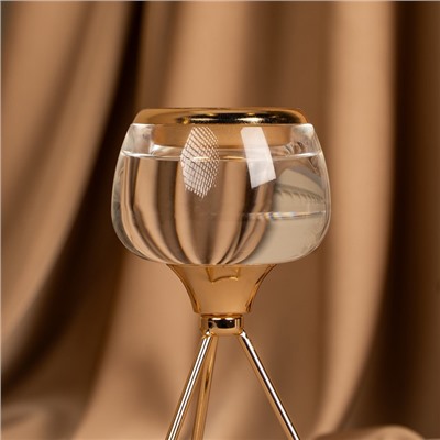 Подсвечник металл, стекло на 1 свечу «Изысканность» цвет золото 9.5 х 9.5 х 17 см