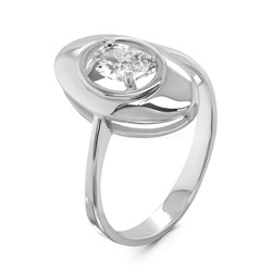 Кольцо из серебра с фианитом родированное к-3161р200 Размер 17,5