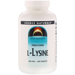 Source Naturals, L-лизин, 500 мг, 250 таблеток