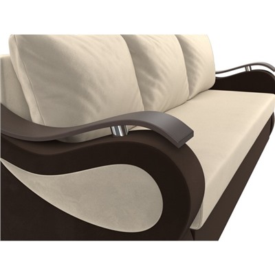 Прямой диван «Меркурий лайт», механизм еврокнижка, микровельвет, цвет бежевый / коричневый