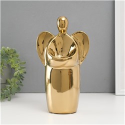 Подсвечник керамика на 1 свечу "Ангел" d=3,5 см золото 14х9,5х25 см