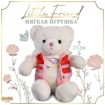 Мягкая игрушка Little Friend, мишка в розовой курточке, 23 см