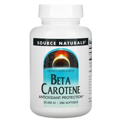 Source Naturals, бета-каротин, 25 000 МЕ, 250 мягких таблеток