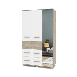 Шкаф 3-х створчатый с зеркалом и ящиками Виора В33 1200х520х2100 Серый дуб/белый