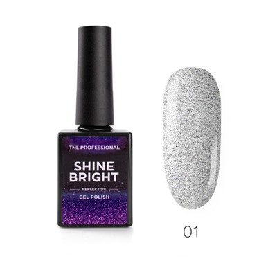 Гель-лак TNL Shine Bright, №01 серебряный луч, 10 мл