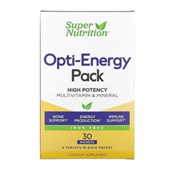 Super Nutrition, Opti-Energy Pack, мультивитамины и минералы, без железа, 30 пакетиков