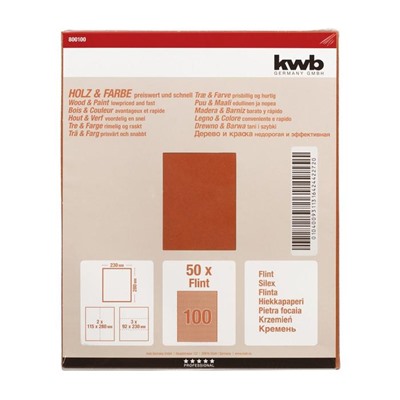 Бумага наждачная KWB, К100, бумажная, 230x280 мм, карбид кремния