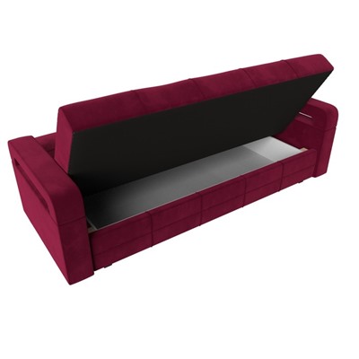 Прямой диван «Гермес Лайт», механизм книжка, микровельвет, цвет бордовый