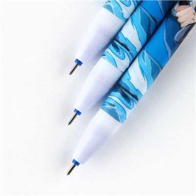 Ручка пиши стирай синяя паста 0,5 мм с колпачком «Аниме парень»