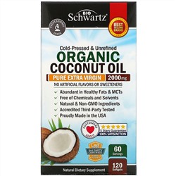 BioSchwartz, органическое кокосовое масло, 1000 мг, 120 капсул