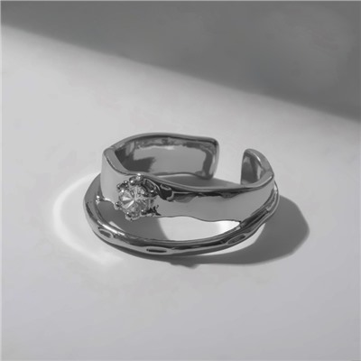 Кольцо «Таяние» двойное, цвет белый в серебре, безразмерное