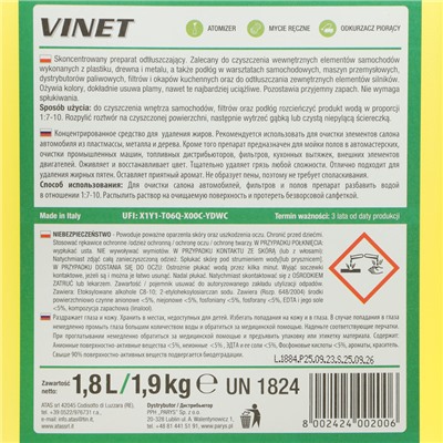 Средство для очистки салона ATAS "VINET", универсальное, концентрат, 2 кг