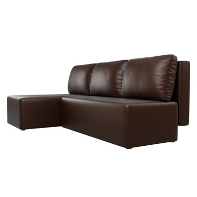 Угловой диван «Поло», левый угол, механизм еврокнижка, экокожа, цвет коричневый