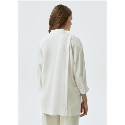 Блуза длинная белая свободного кроя LALIS