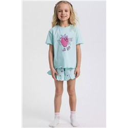Пижама для девочки бирюзовая с шортами Vulpes 1012SS24