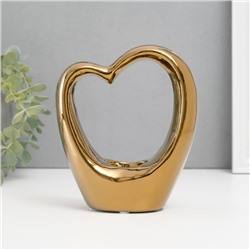 Подсвечник керамика на 1 свечу "Сердце" d=4 см золото 14,5х6х17 см