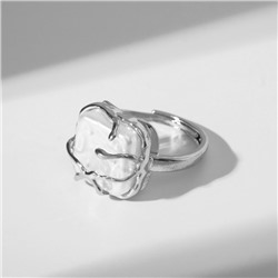 Кольцо «Аура» квадрат, цвет белый в серебре, безразмерное
