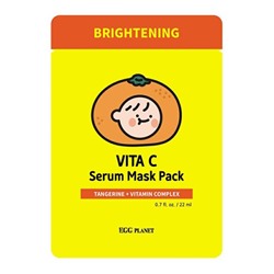 Маска для лица тканевая Daeng Gi Meo Ri Egg Planet Vita C Serum Mask Pack, осветляющая, с экстрактом зелёного мандарина, 22мл