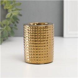 Подсвечник керамика на 1 свечу "Капли воды" d=4 см золото 6,5х6,5х8 см