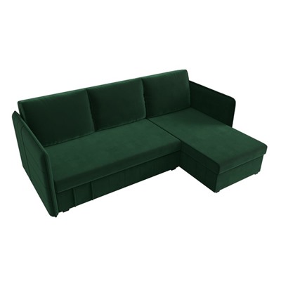 Угловой диван «Слим», правый угол, механизм еврокнижка, велюр, цвет зелёный