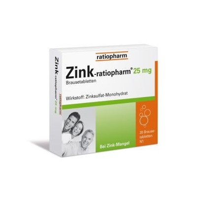 ZINK Ratiopharm 25 mg Brausetabletten (20 шт.) Цинк Ратиофарм Шипучие таблетки 20 шт.