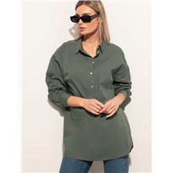 Удлиненная блузка из хлопка оливковый