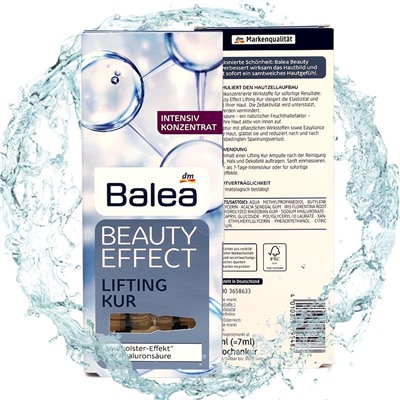 Balea Beauty Effect Lifting, Балеа Лифтинг для лица с гиалуроновой кислотой в ампулах , 7 x 1 мл