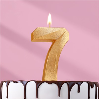 Свеча в торт "Грань", цифра "7", золотой металлик, 6,5 см
