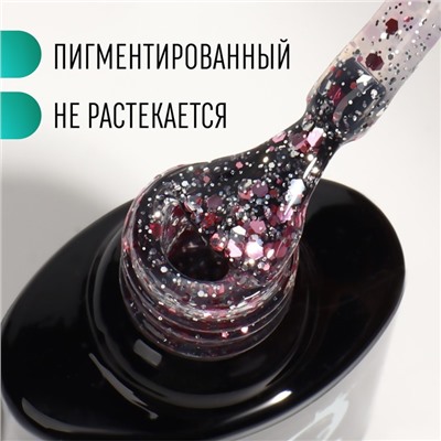 Гель лак для ногтей, «GLITTER FLASH», 3-х фазный, 8мл, LED/UV, цвет прозрачный/розовый (07)