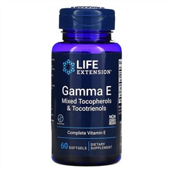 Life Extension, Gamma E, смесь токоферолов и токотриенолов, 60 мягких таблеток