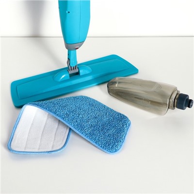 Швабра для мытья пола с распылителем Доляна, насадка из микрофибры 40×14 см, металлическая ручка 125 см, цвет МИКС