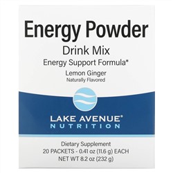 Lake Avenue Nutrition, Энергетическая порошковая смесь для напитков, 20 пакетиков по 11,6 г (0,41 унции)