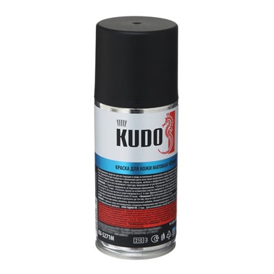Краска для кожи автомобиля KUDO, чёрная, матовая, 210 мл KU-5271М