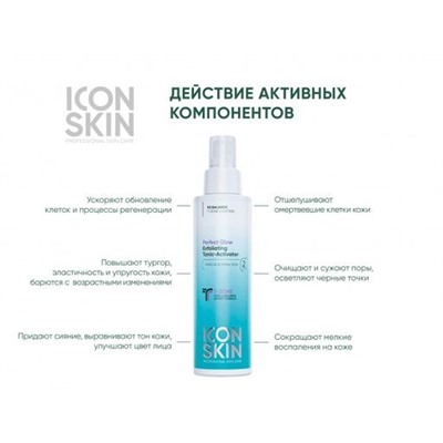 ICON SKIN Тоник-активатор для лица с комплексом AHA+BHA кислот очищающий. 150 мл.