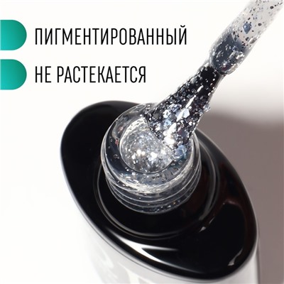 Гель лак для ногтей, «GLITTER FLASH», 3-х фазный, 8мл, LED/UV, цвет прозрачный/серебристый (01)