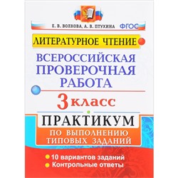 ВПР. Литературное чтение. 3 класс. Практикум по выполнению типовых заданий. 10 вариантов заданий. Волкова Е. В., Птухина А. В.