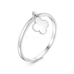 Кольцо женское из серебра родированное - Четырёхлистник
