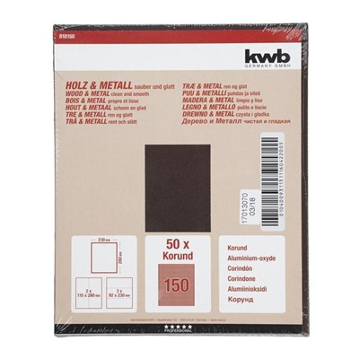 Бумага наждачная KWB, К150, бумажная, 230x280 мм, оксид алюминия