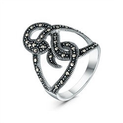 Кольцо из чернёного серебра с марказитами - Змея GAR3600