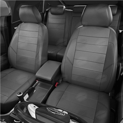 Авточехлы для Citroen C4 Picasso 2 с 2013-2016 г., микровэн, перфорация, экокожа, цвет тёмно-серый